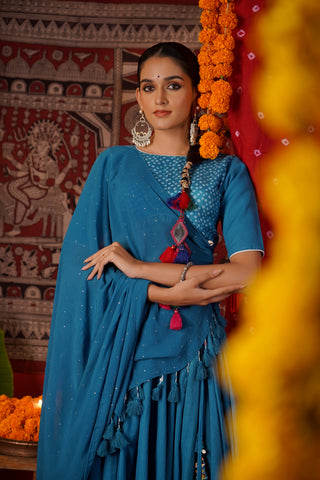 CERULEAN BLUE NAVRATRI LEHENGA