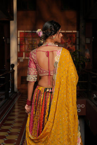 MULTI COLOR PRINTED TISSUE LEHENGA