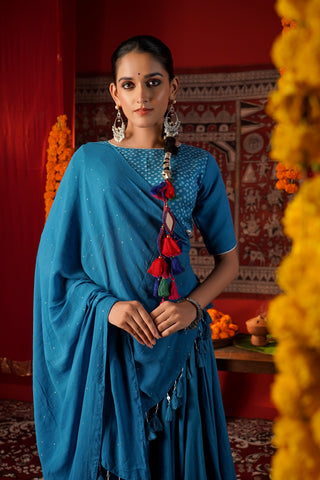 CERULEAN BLUE NAVRATRI LEHENGA