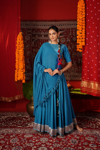 CERULEAN BLUE NAVRATRI LEHENGA