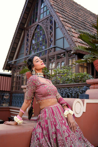 DUSTY PINK EMBROIDERED LEHENGA