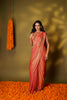 METALLIC ORANGE GOLDEN DUAL SHADE TISSUE PRE STITCHED SAREE