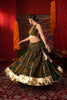 DARK GREEN BLOCK PRINT NAVRATRI LEHENGA