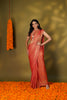 METALLIC ORANGE GOLDEN DUAL SHADE TISSUE PRE STITCHED SAREE