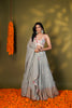 ASH BLUE TISSUE LEHENGA