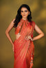 METALLIC ORANGE GOLDEN DUAL SHADE TISSUE PRE STITCHED SAREE