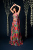 MULTI COLORED FLORAL PRINTED CREPE LEHENGA