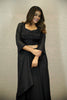 BLACK CHIFFON SILK COWL SKIRT SET