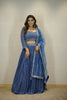 EGYPTIAN BLUE EMBROIDERED LEHENGA