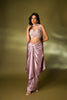 LILAC SATIN DRAPED SKIRT SET