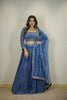 EGYPTIAN BLUE EMBROIDERED LEHENGA