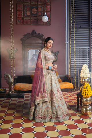 LIGHT TURQUOISE EMBROIDERED LEHENGA