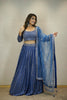 EGYPTIAN BLUE EMBROIDERED LEHENGA