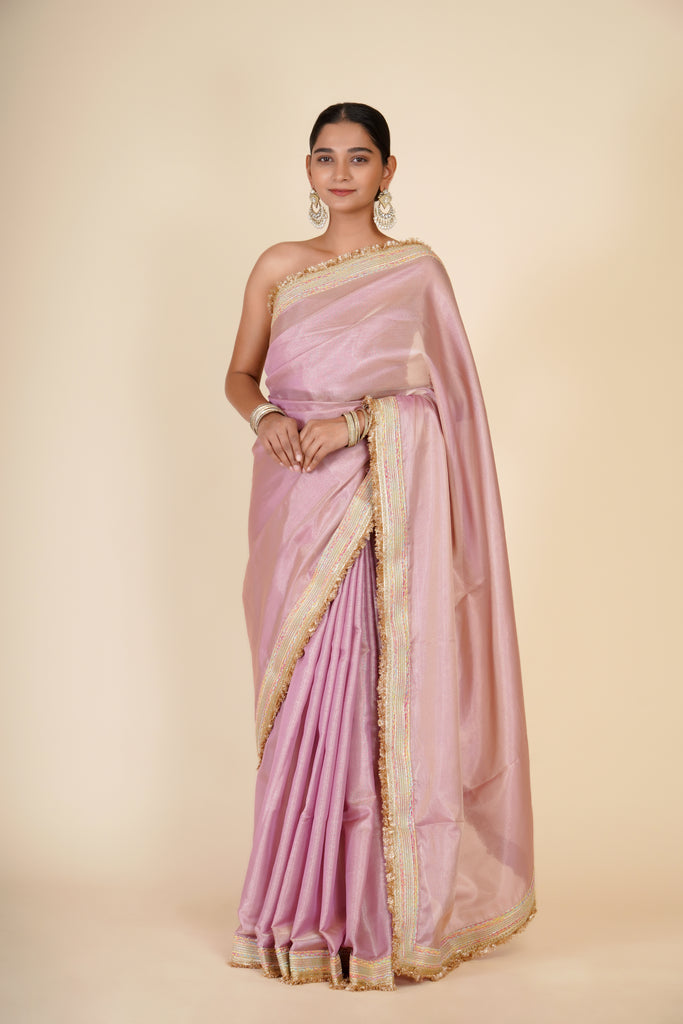 PINK TISSUE ORGANZA SAREE