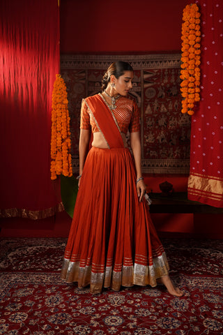 BURNT ORANGE NAVRATRI LEHENGA