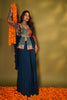 DARK TEAL BLUE PEPLUM & SHARARA SET