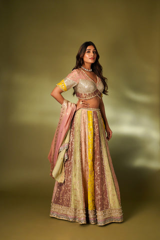 MULTI COLOR TISSUE LEHENGA