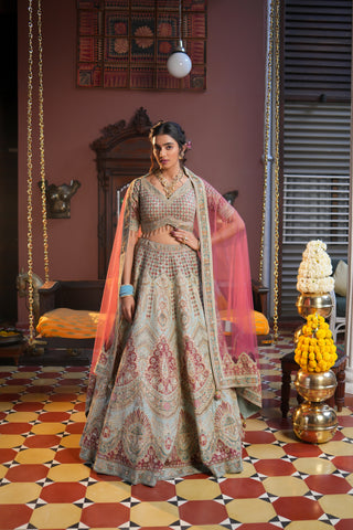 LIGHT TURQUOISE EMBROIDERED LEHENGA