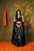 BLACK SEQUINED GEORGETTE LEHENGA