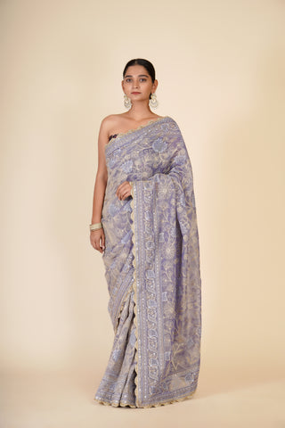 OLD LAVENDER TISSUE SAREE