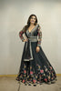 MIDNIGHT BLACK FLORAL EMBROIDERY LEHENGA