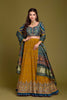 MUSTARD & JADE BLUE LEHENGA IN SEQUINS WORK