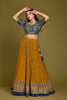 MUSTARD & JADE BLUE LEHENGA IN SEQUINS WORK