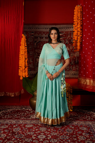 AQUA BLUE NAVRATRI LEHENGA