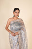 GREY & BLUE SOFT NET SAREE