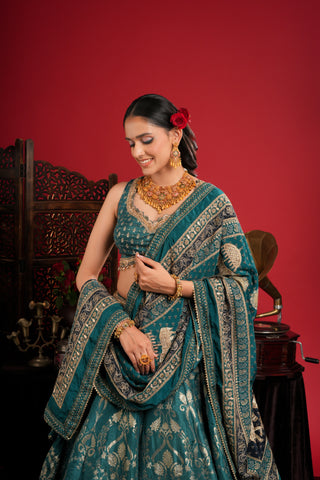 DARK TEAL LAYERED LEHENGA alternate