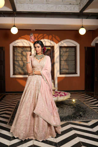 PETAL PINK EMBROIDERED LEHENGA