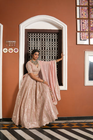 PETAL PINK EMBROIDERED LEHENGA