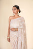 PASTEL IVORY SOFT NET EMBROIDERED SAREE