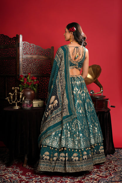 DARK TEAL LAYERED LEHENGA