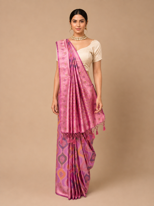 Pink Patola Saree