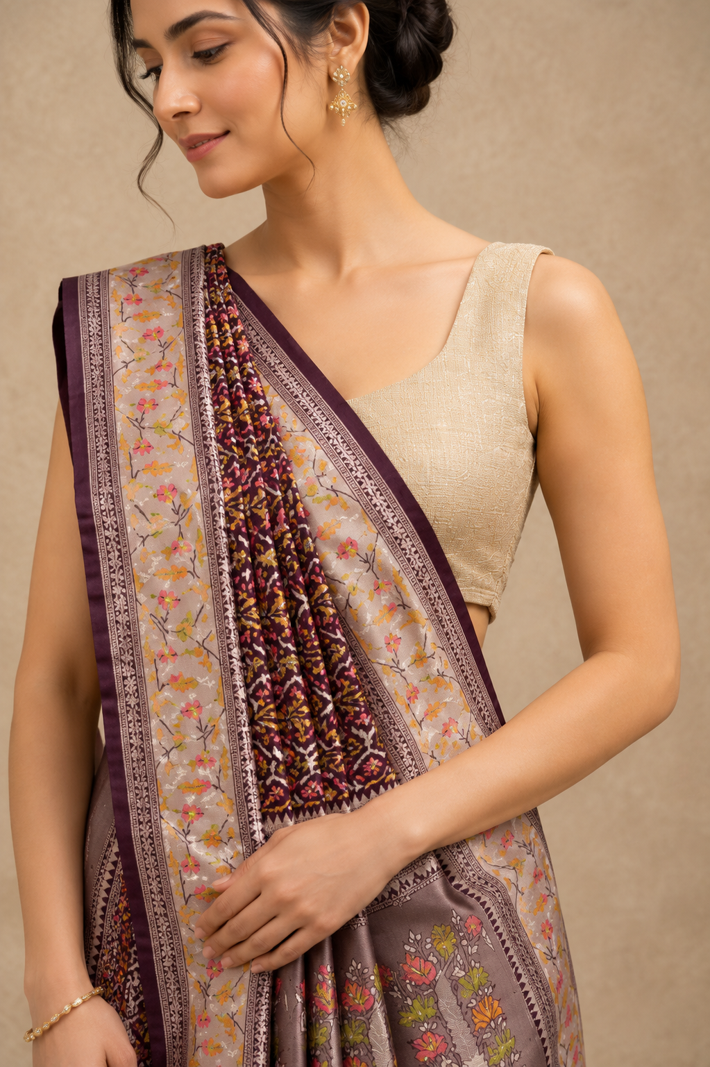 Mauve Jamdani Floral Saree