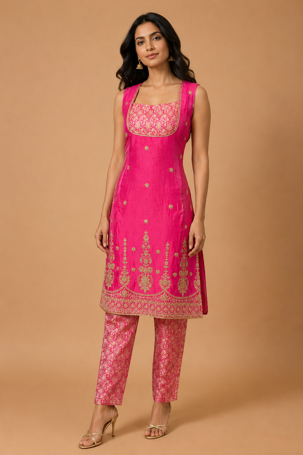 Rani Pink Brocade Kurta Set