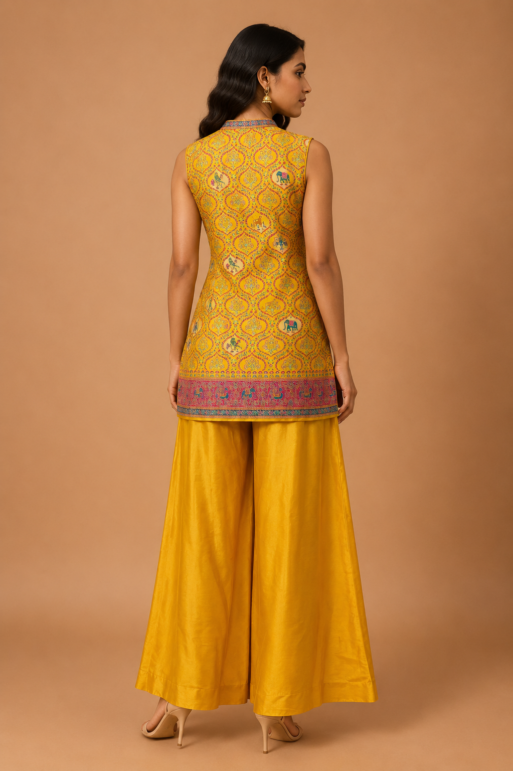 Mustard Yellow Printed Jacket Co-ord Set