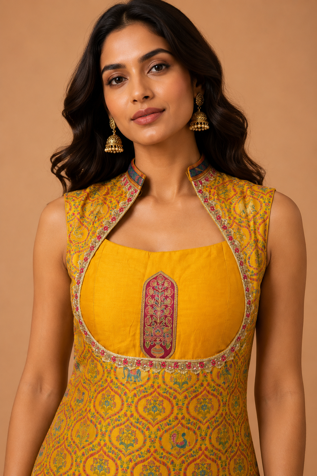 Mustard Yellow Printed Jacket Co-ord Set