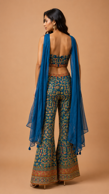 Teal Embroidered Co-ord Set