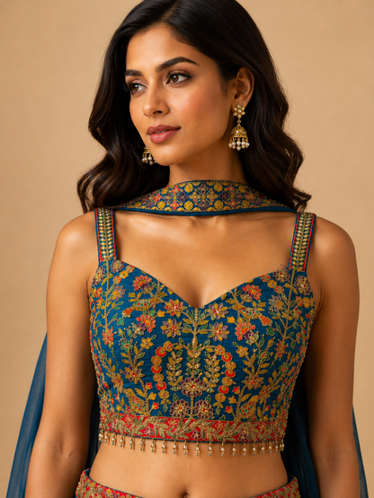 Teal Embroidered Co-ord Set