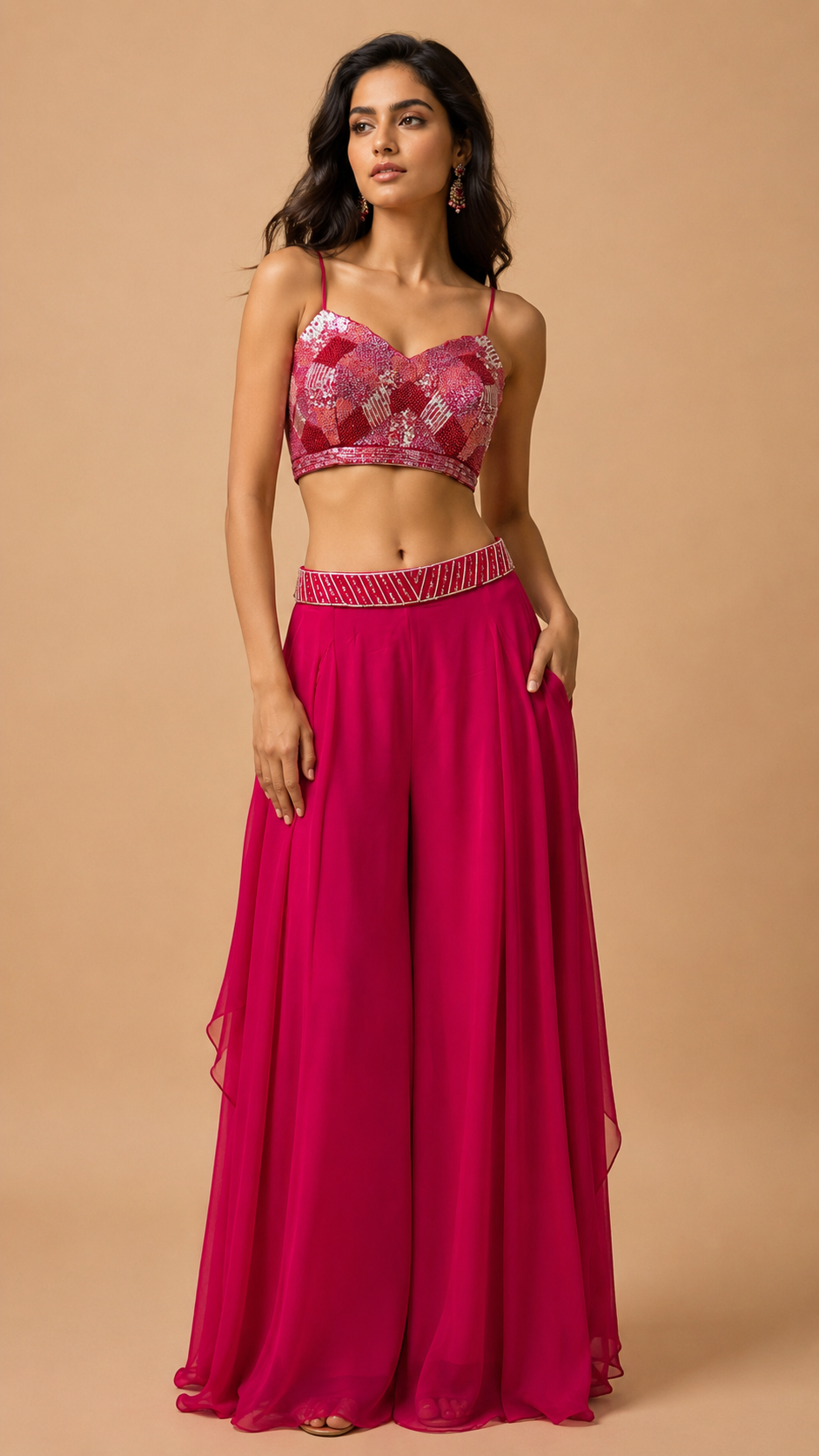 Rani Pink Embellished Indo-Western Co-ord Set