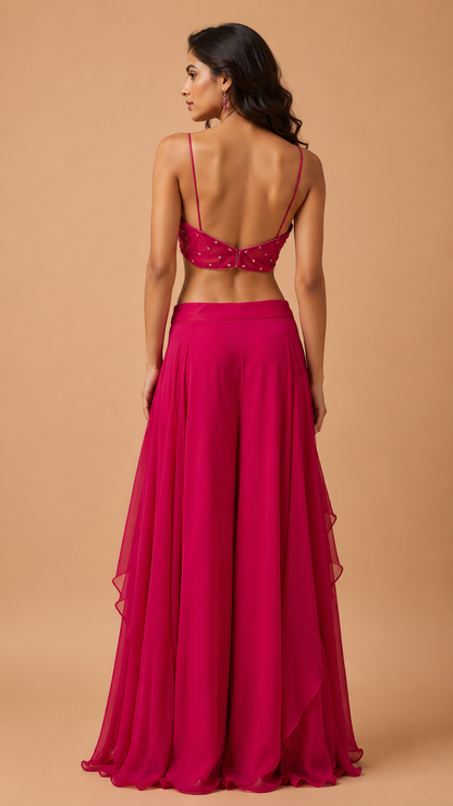 Rani Pink Embellished Indo-Western Co-ord Set
