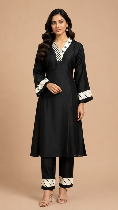 Black Minimal Kurta Set