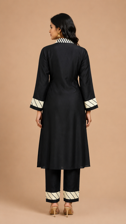 Black Minimal Kurta Set