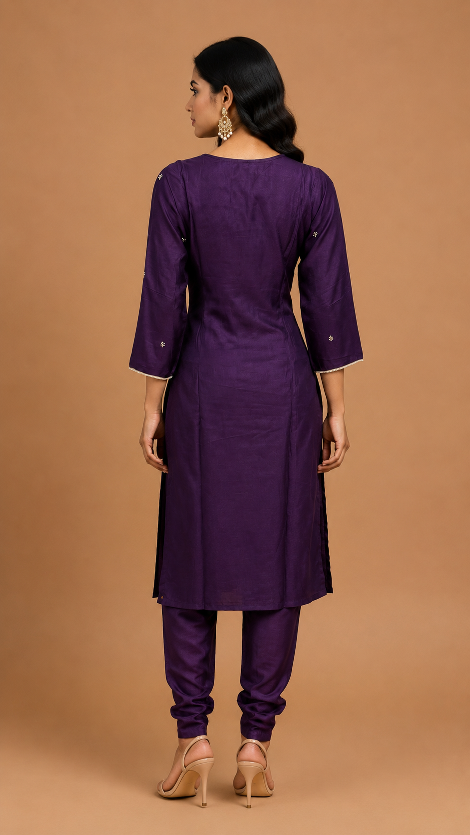 Royal Purple Embroidered Kurta Set