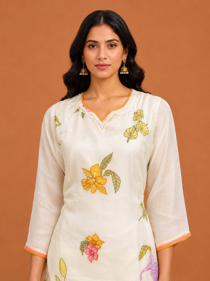 Ivory Bloom Printed Kurta Set