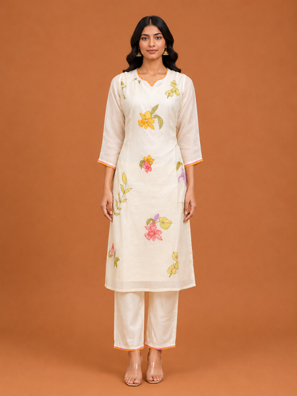 Ivory Bloom Printed Kurta Set