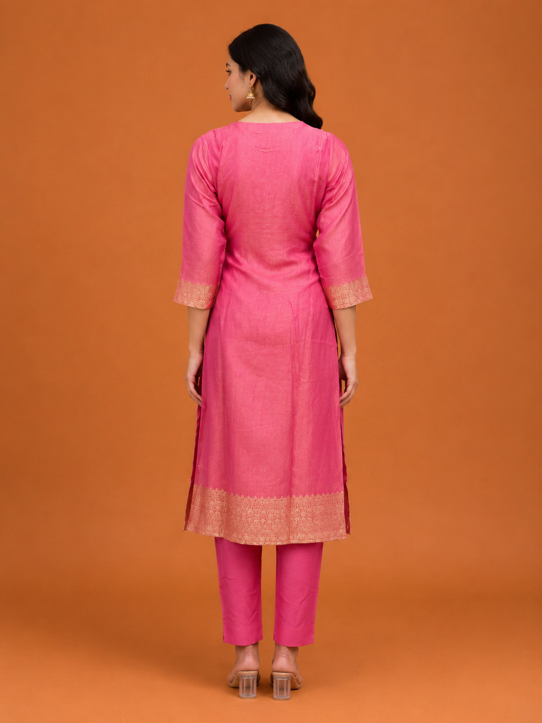 Rani Pink Zari Kurta Set