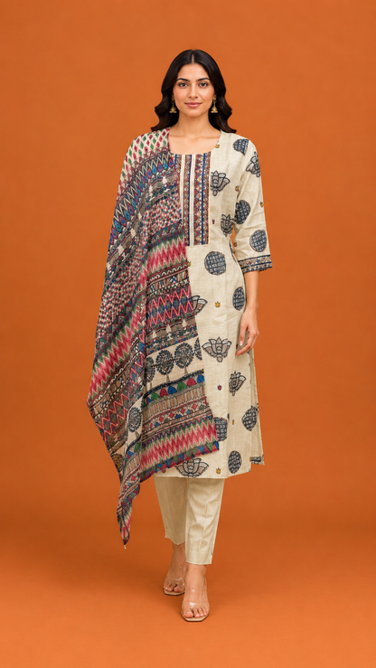 Ivory Heritage Printed Kurta Set